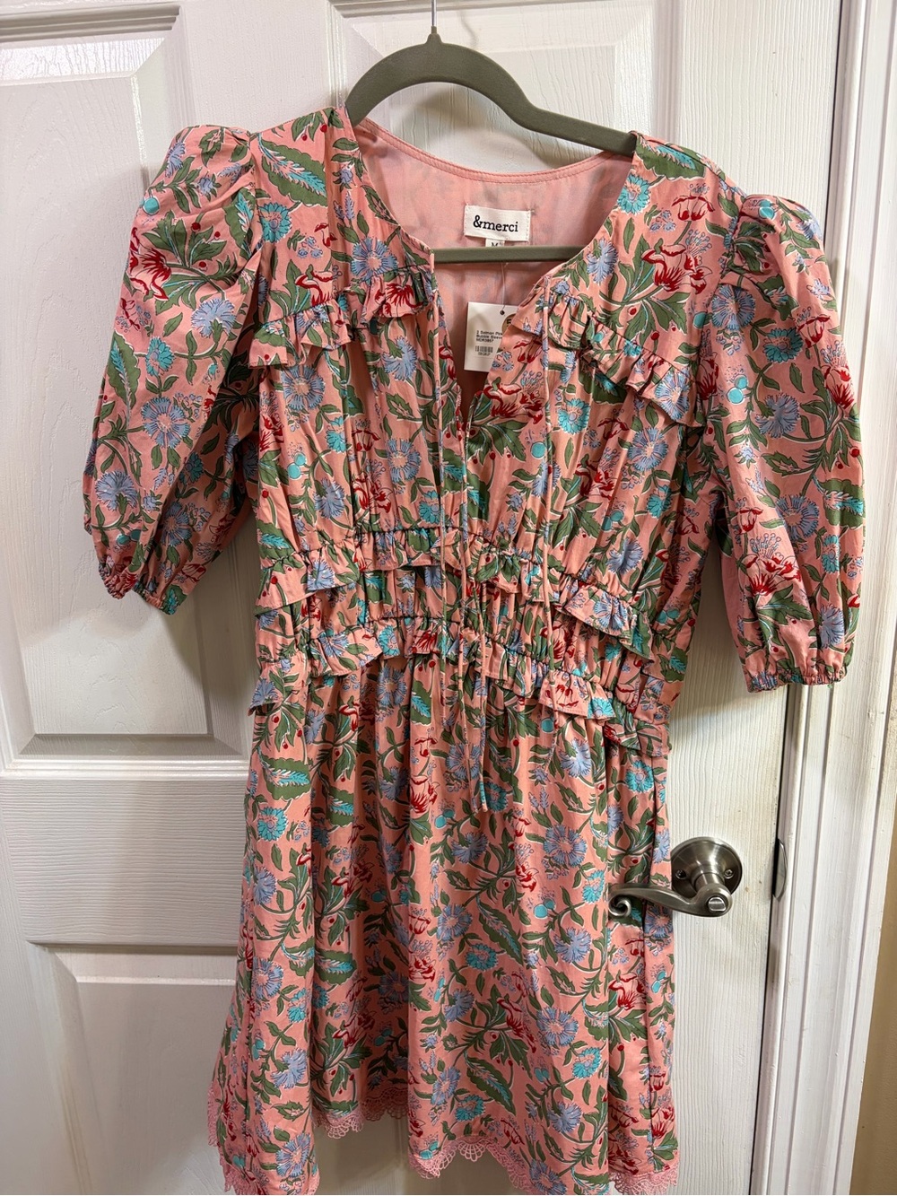 Pink Floral Smocked Waist Dress